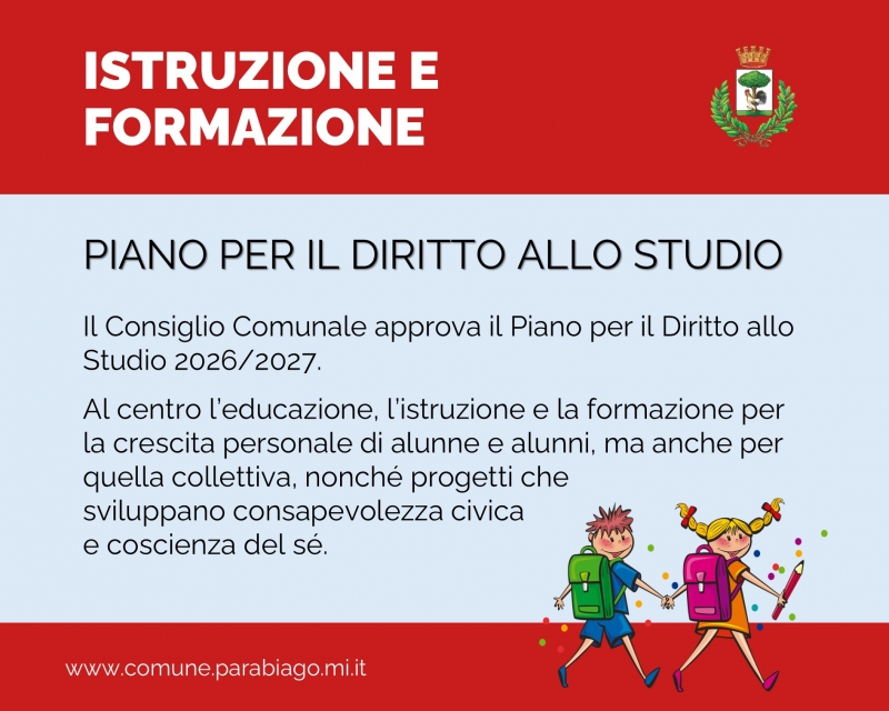 Il Consiglio Comunale approva il Piano per il Diritto allo Studio 2026/2027