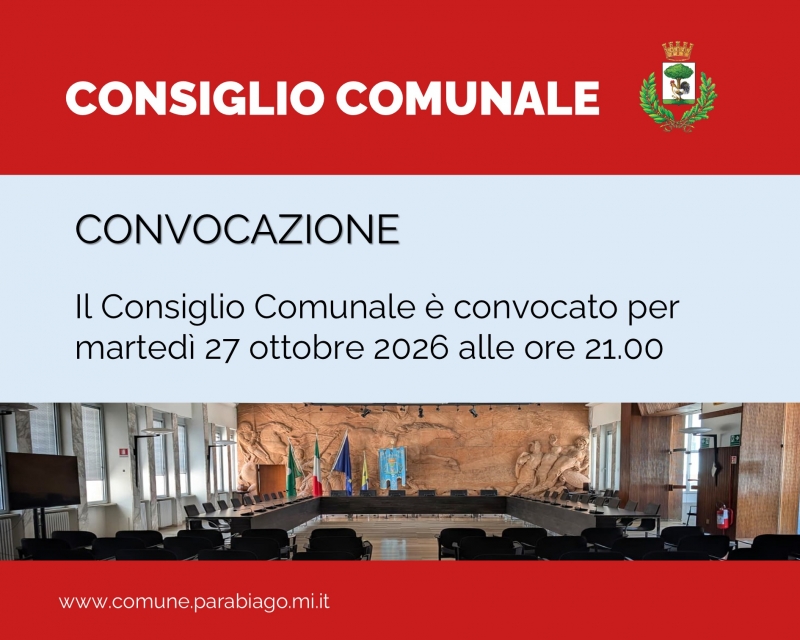 Convocazione di Consiglio Comunale per il giorno 27 ottobre 2026